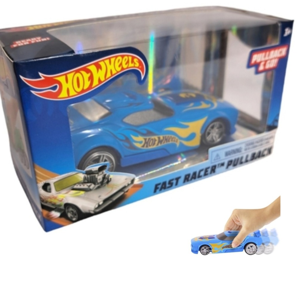 Hot Wheels Pullback & Go Fast Racer Blue Fast Fish Car Age 3+